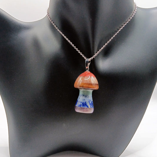 Unlock Your Energy with the 7 Chakra Mushroom Pendant Necklace