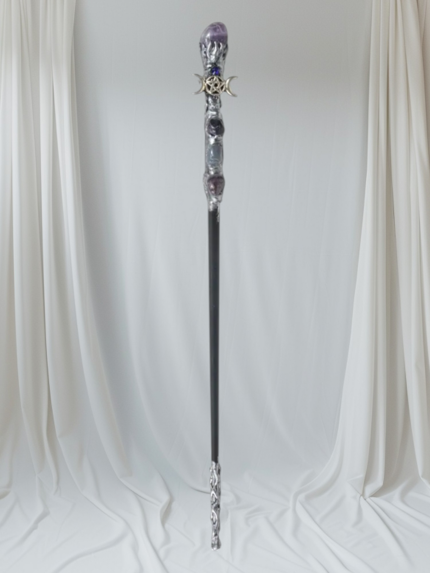 Magick wand silver triple moon