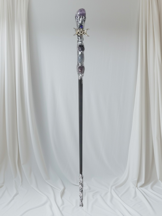 Magick wand silver triple moon