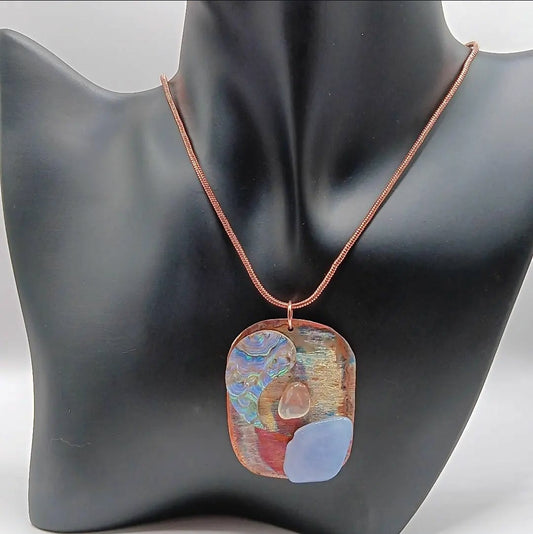 Illuminate Your Style with Our Handcrafted Copper Gemstone Pendant!