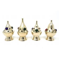 Brass Burner - Gemtones (4"H) - Northern Magick Supplies