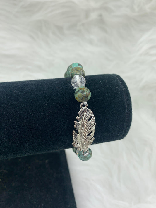 Turquoise & Quartz Feather Bracelet - Northern Magick Supplies