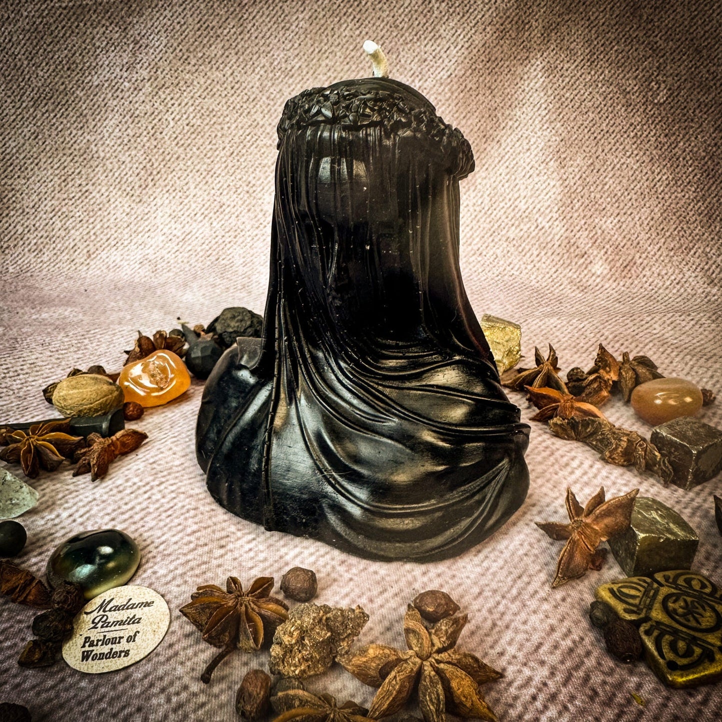 Beeswax Veil of Secrets Spell Candle - Truth Revelation & Privacy Protection