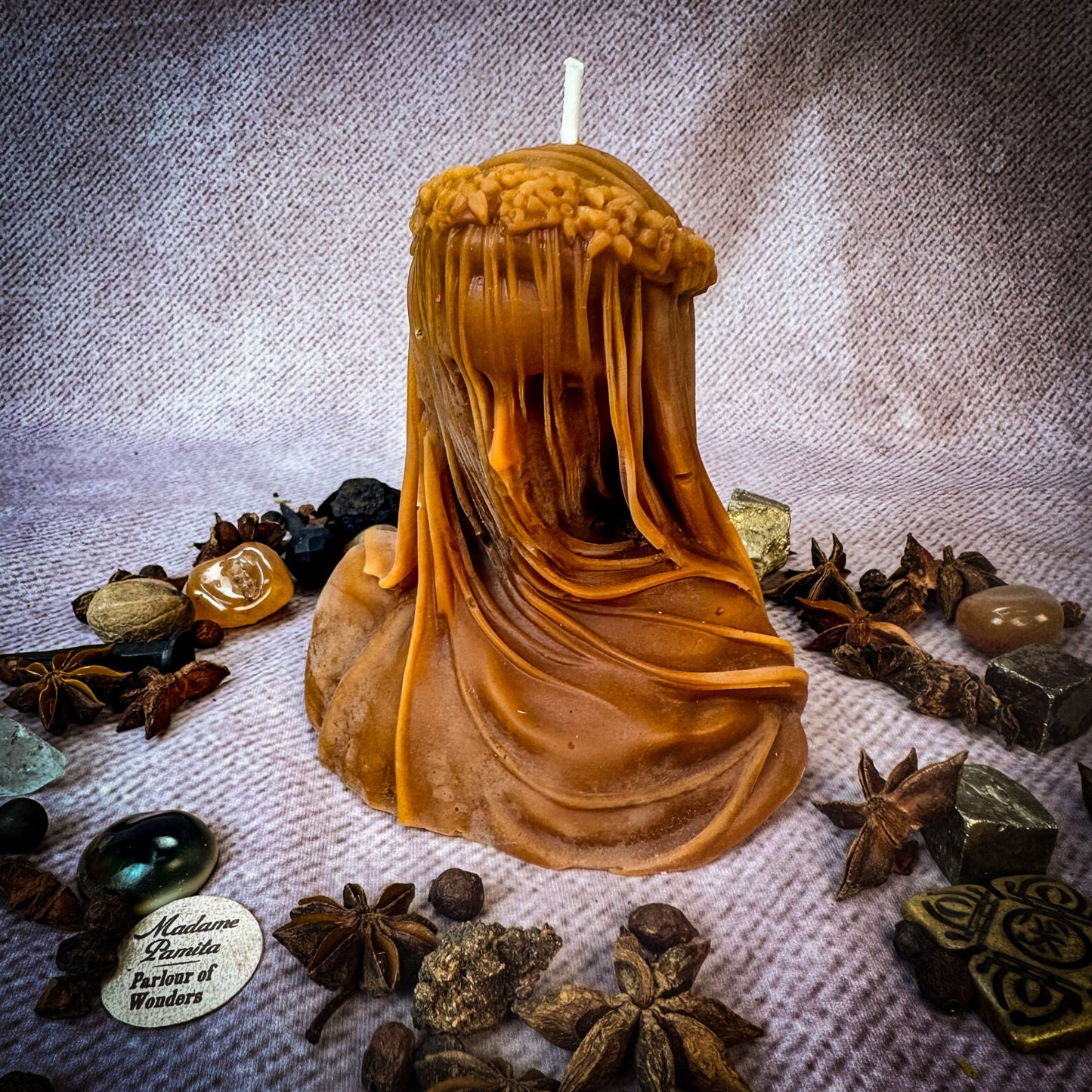 Beeswax Veil of Secrets Spell Candle - Truth Revelation & Privacy Protection