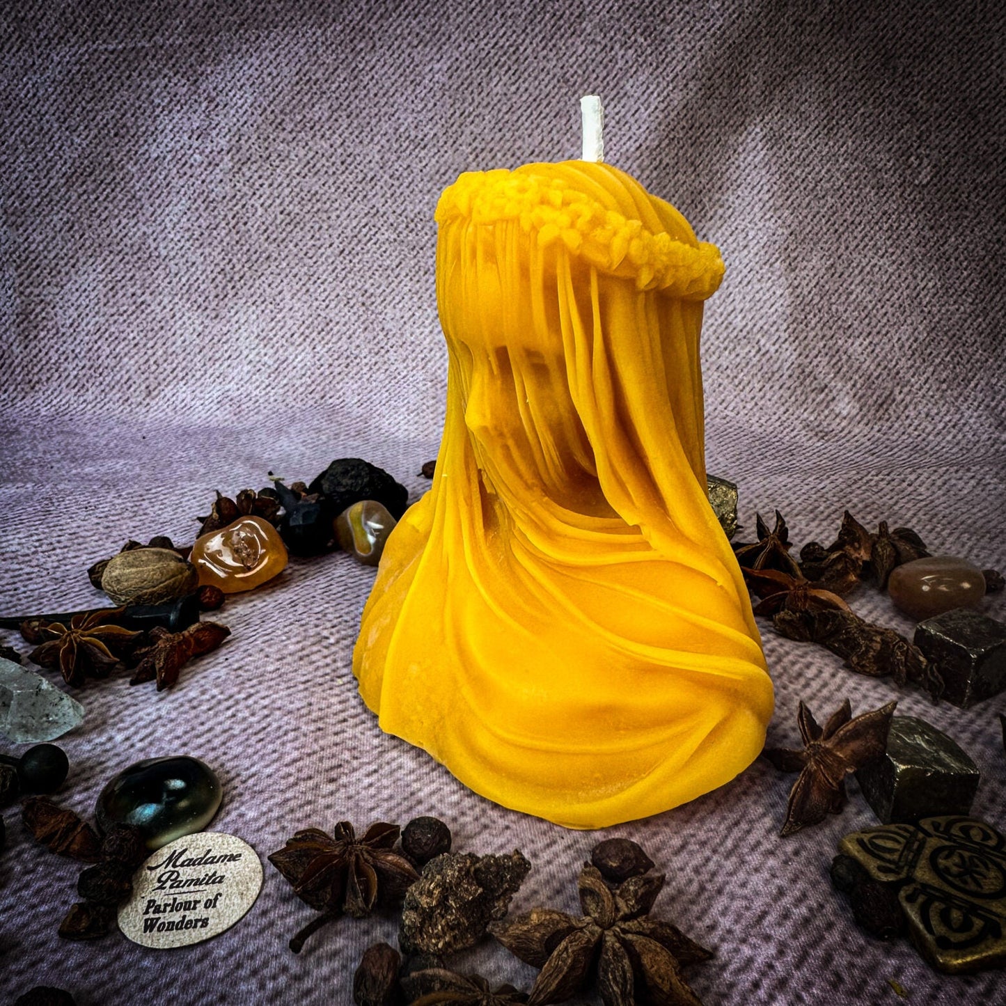 Beeswax Veil of Secrets Spell Candle - Truth Revelation & Privacy Protection