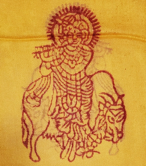 Yellow Om Ganesha Print Scarf Lightweight Spiritual Wrap
