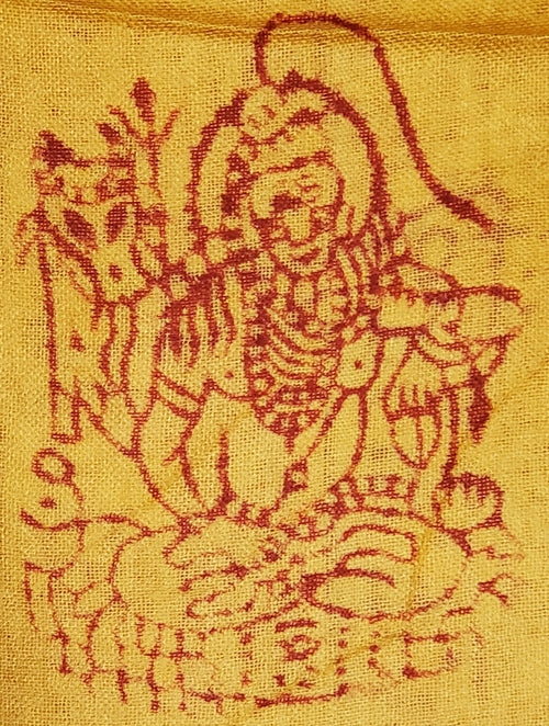 Yellow Om Ganesha Print Scarf Lightweight Spiritual Wrap