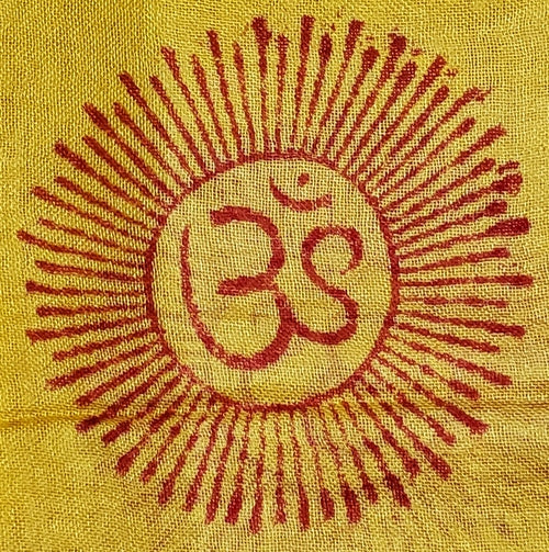 Yellow Om Ganesha Print Scarf Lightweight Spiritual Wrap